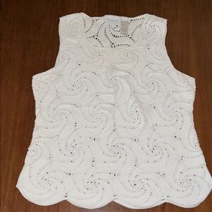Liz Claiborne White Swirl Pattern Tank Top